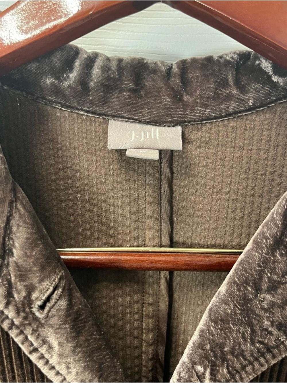 J.Jill Women Brown Corduroy Button-Front Jacket with Velvet Trim Size Medium - Picture 2 of 14